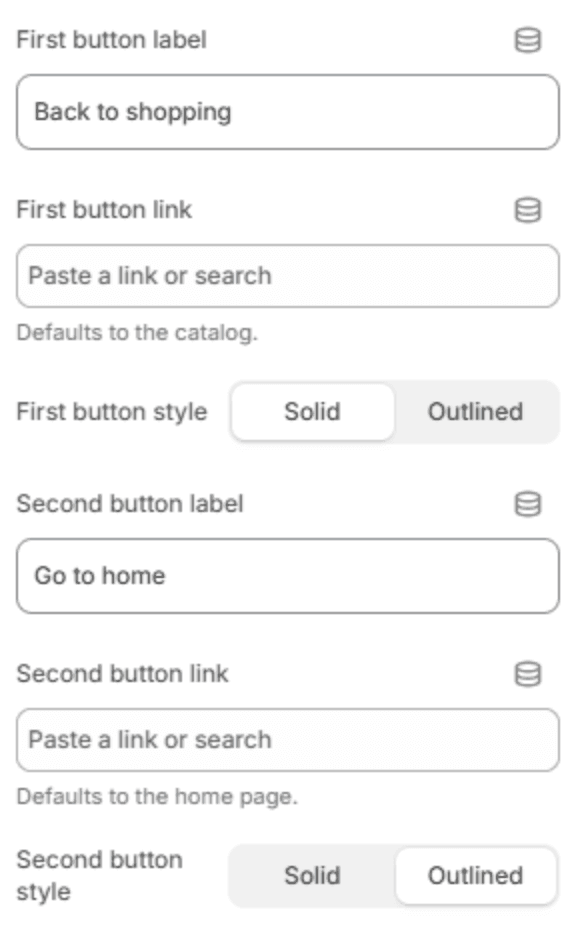 Buttons block settings