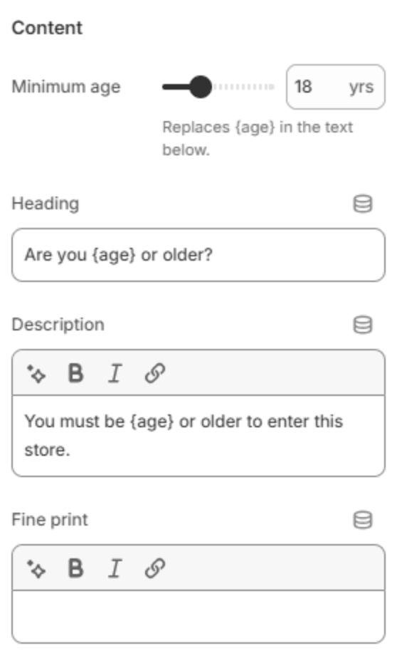 Content settings