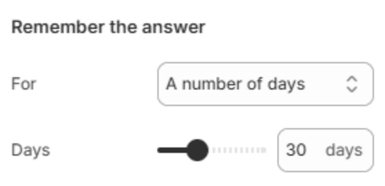 Settings for remembering the answer