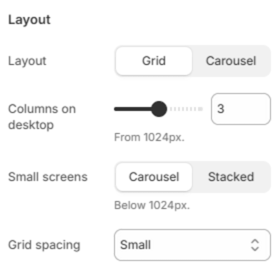 Layout settings