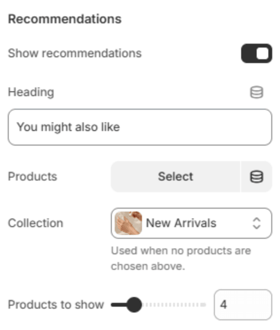 Recommendation settings