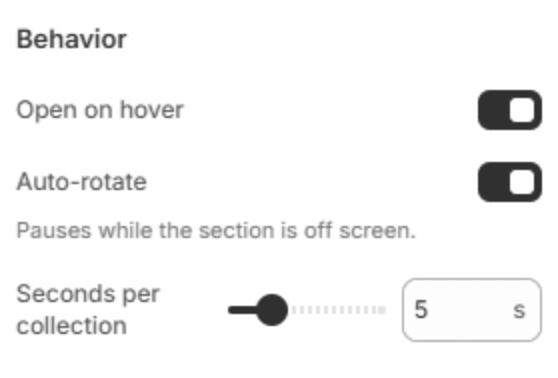Behavior settings