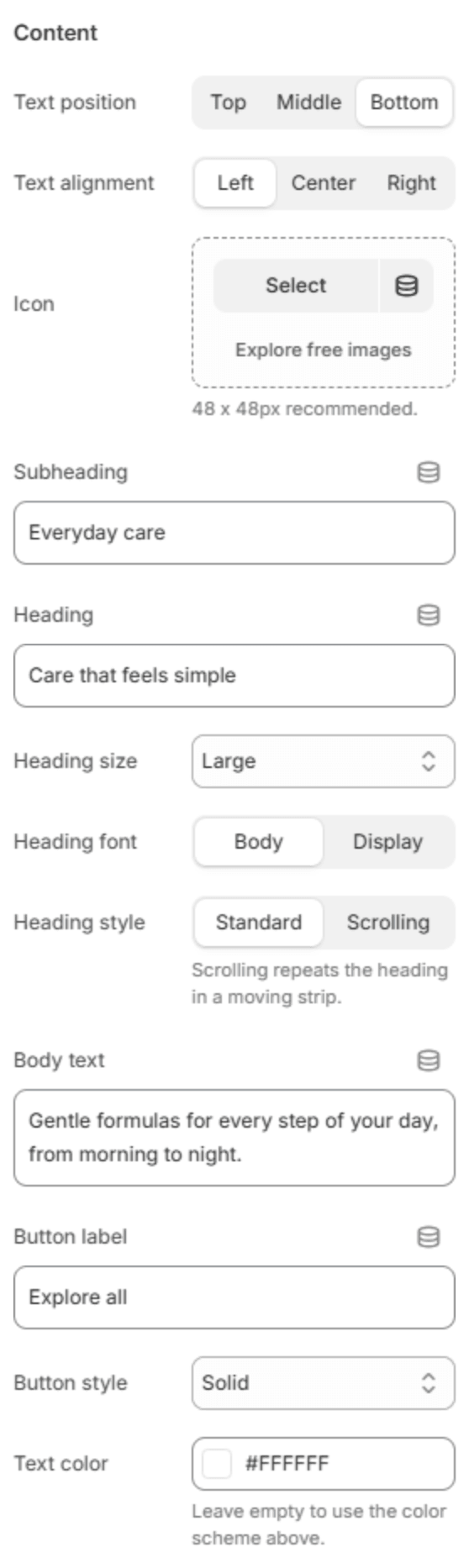 Promotion image content settings