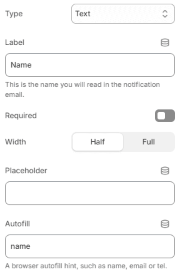 Field block settings