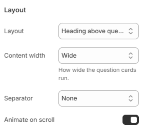 Layout settings