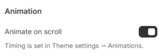 Animation settings