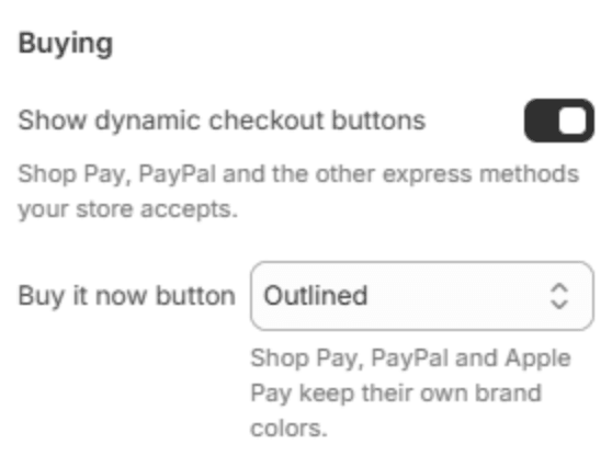 Buying settings