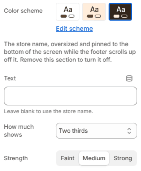Footer wordmark settings