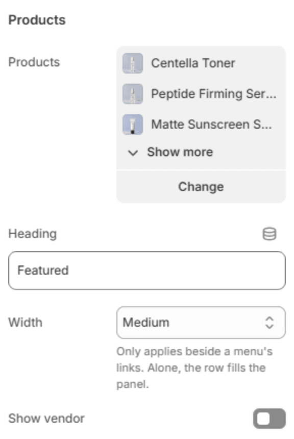 Product list settings