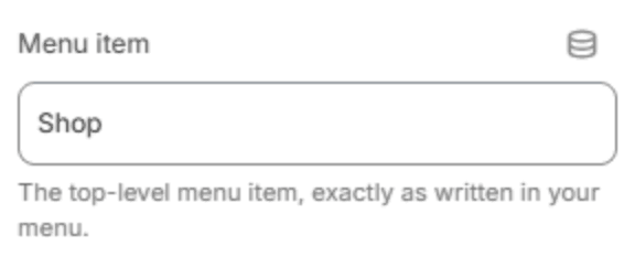 Menu product list block settings