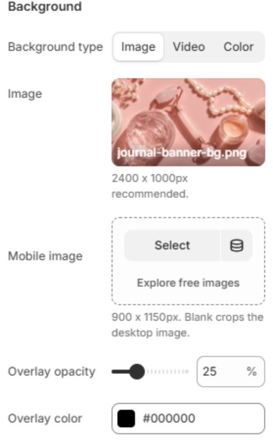 Slide background settings
