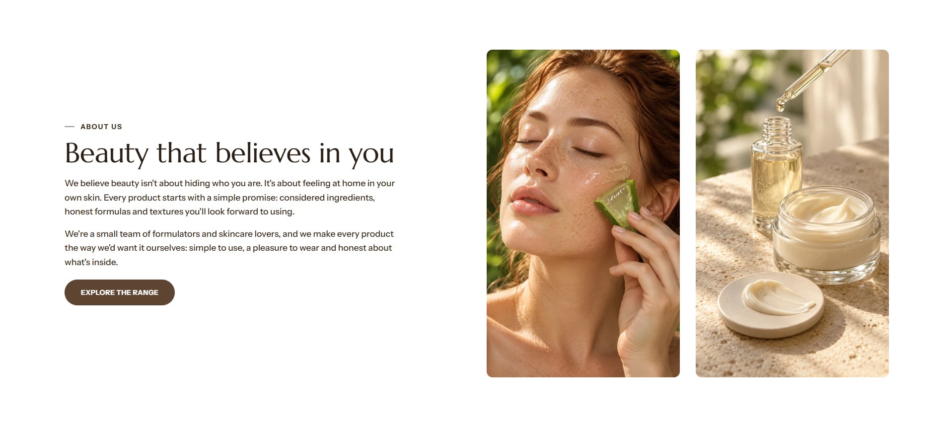 The Images with text section on the About page