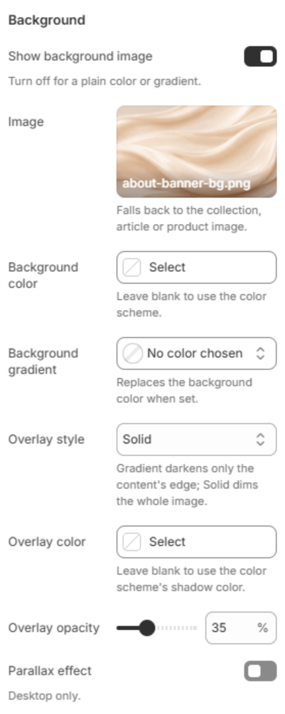 Background settings