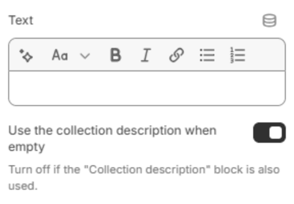 Text block settings