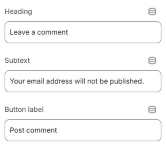 Comment form block settings