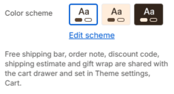 Cart settings