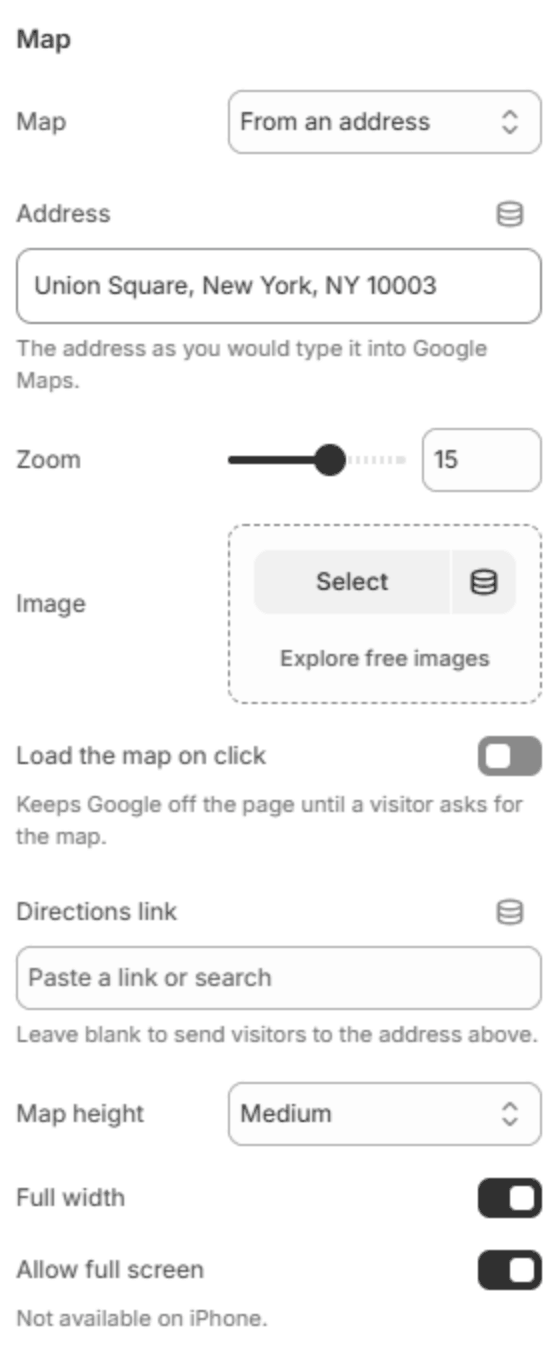 Map settings