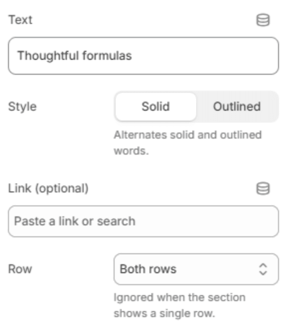 Text block settings
