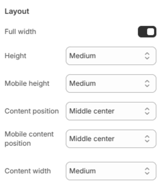 Layout settings