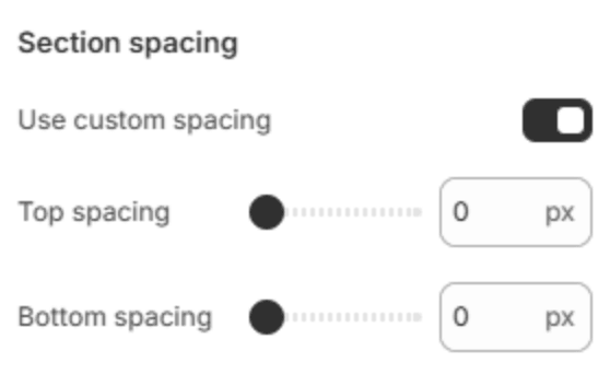 Section spacing settings