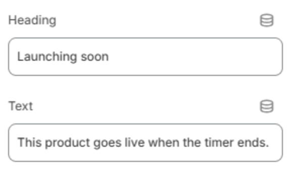 Countdown timer block settings
