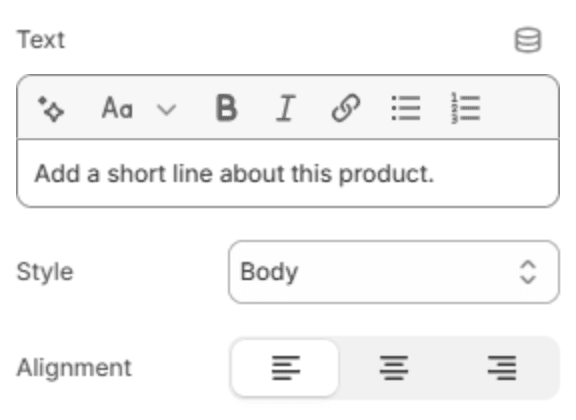 Text block settings