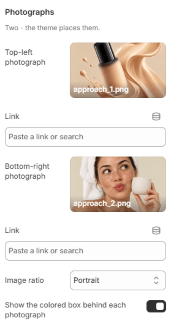 Photograph settings