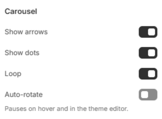 Carousel settings