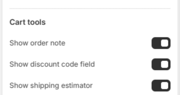 Cart tool settings
