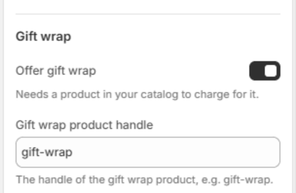 Gift wrap settings