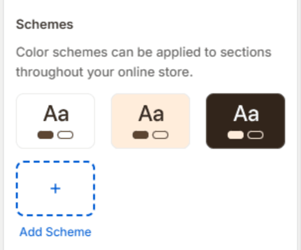 The list of color schemes