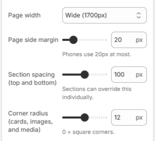 Layout settings