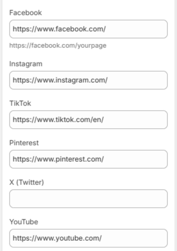 Social media settings